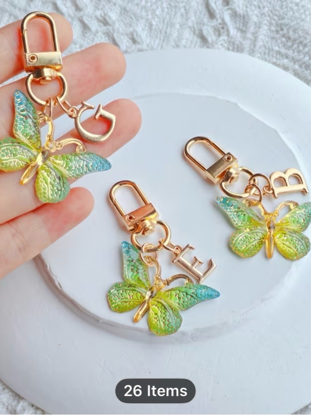 Butterfly initial keychains - Picture 3 of 4